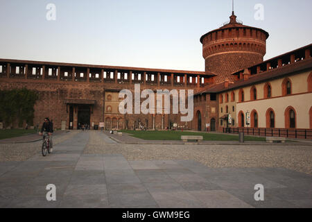 Innenseite der Sforzesco Schloss, Mailand, Italien, Castello Sforzesco Stockfoto