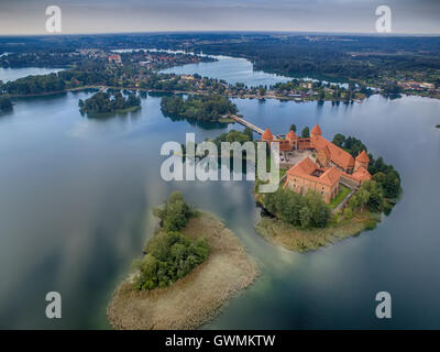 Trakai, Litauen: Insel Burg, Antenne UAV-Draufsicht
