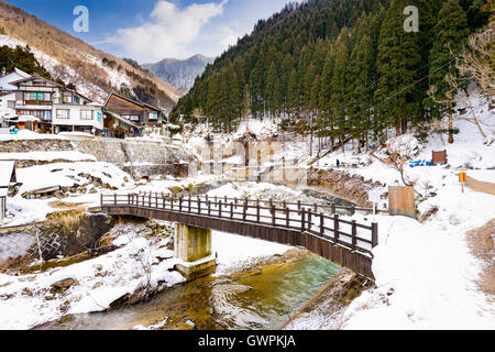 Nagano, Japan Tal am Yudanaka und Schnee Affenpark. Stockfoto