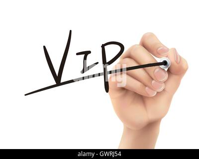 VIP handschriftlich, 3D-Illustration realistische Handschrift auf transparente board Stock Vektor