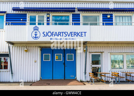 Marstrand, Schweden - 8. September 2016: Ökologische Dokumentarfilm der schwedischen Maritime Administration Lotsen-Station (Sjofar Stockfoto