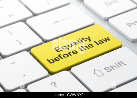 Politisches Konzept: Gleichheit vor dem Gesetz auf Computer Tastatur Hintergrund Stockfoto