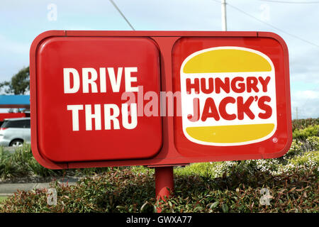 Hungrigen Jacks Burger King Australian schnell Nahrungskette Essen Fahrt durch logo Stockfoto