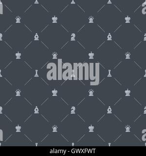 Nahtlose Muster grau Luxus mit Schach Symbole Stock Vektor