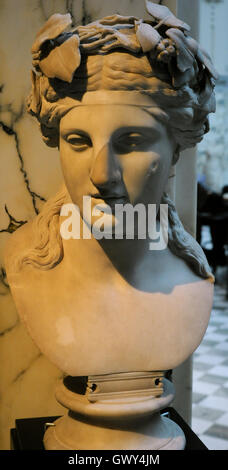 Büste des Gottes Dionysos. Roman. 2. Jahrhundert n. Chr. Marmor. Gefunden Sie in der Hadrians Villa, Tivoli, Italien. Museum des Mittelmeers und vorderasiatischen Altertümer. Stockholm. Schweden. Stockfoto