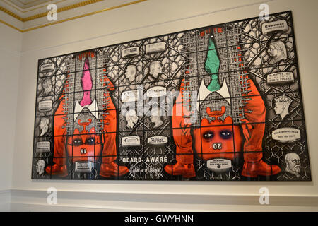 Gilbert & George enthüllen ihre neuen Werke mit dem Titel "Bart bewusst (2016)" als Teil der Royal Academy Summer Exhibition mit: Atmosphäre wo: London, Vereinigtes Königreich: 7. Juni 2016 Stockfoto