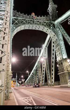 Closeup Struktur auf Freiheitsbrücke (oder Freiheitsbrücke, Ungarisch: Szabadsag Hid) 19. Jahrhundert Metall-Struktur mit Wappen Stockfoto