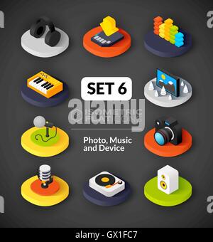 Isometrische flache Symbole stellen 6 Stock Vektor