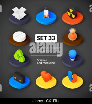 Isometrische flache Icons set 33 Stock Vektor