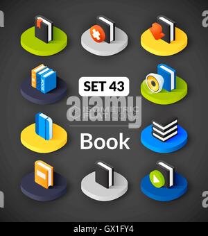 Isometrische flache Symbole einstellen 43 Stock Vektor