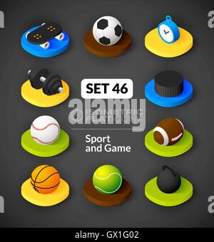 Isometrische flache Symbole einstellen 46 Stock Vektor