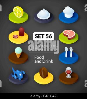 Isometrische flache Symbole gesetzt 56 Stock Vektor