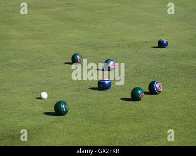 ISLE OF THORNS, SUSSEX/UK - 11.September: Lawn Bowls match bei Isle of Thorns Chelwood Gate in Sussex am 11. September 2016 Stockfoto