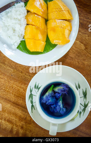 Thai blau oder Butterfly Pea Tee aus der Clitoria Tematea Pflanze Gewichtsabnahme induzierende Eigenschaften nachgesagt Stockfoto