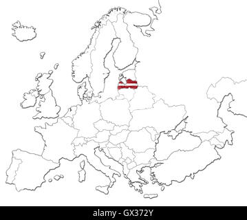 Karte von Lettland Stockfoto