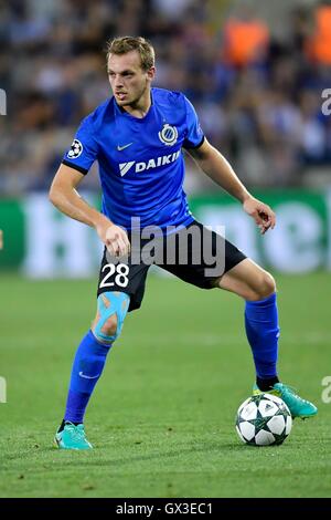 14.09.2016. Stadion Jan Breydel, Brügge, Belgien. Fußball-UEFA Cahmpions League. FC Brügge gegen Leicester City.  Laurens De Bock Verteidiger von Club Brugge Stockfoto