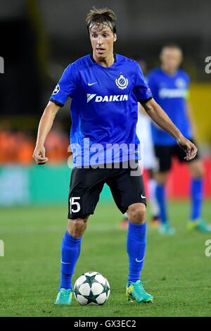 14.09.2016. Stadion Jan Breydel, Brügge, Belgien. Fußball-UEFA Cahmpions League. FC Brügge gegen Leicester City.  Tomas Pina Mittelfeldspieler des FC Brügge Stockfoto