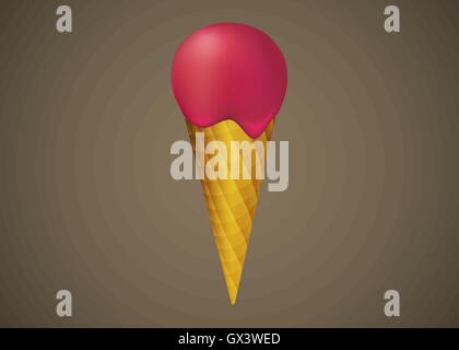 Eis In der Waffel Illustration Stock Vektor