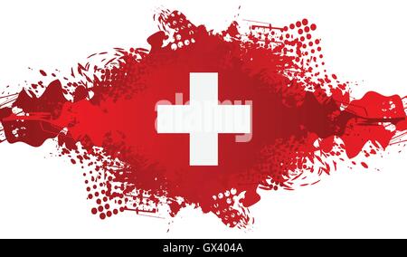 Der Schweizer Nationalfeiertag, Schweizer Bundesfeier beflecken 1 August mit Schweizer Flagge und Grunge. Vektor-design Stock Vektor