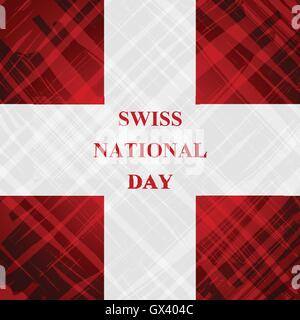 Der Schweizer Nationalfeiertag, Schweizer Bundesfeier Kreuz 1 August mit Schweizer Flagge. Vektor-design Stock Vektor