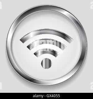Silber Metall Wifi Tech Symbol Netzwerkdesign. Wi-Fi-wireless-Technologie-Vektor-design Stock Vektor