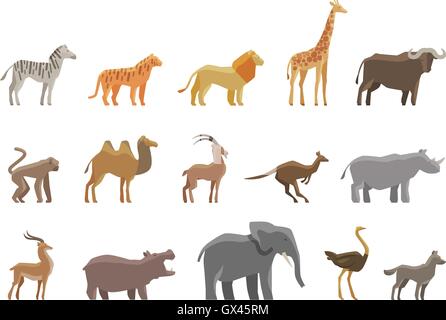 Tiere. Legen Sie farbige Vektor-Icons und Symbole Stock Vektor