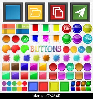 Sparschwein, Ordner, Dokument, Flugzeug-Symbol. Großes Set-Tasten für Ihre Website. Vektor Stock Vektor