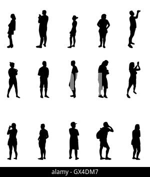 Black And White Silhouetten von Menschen-Vektor-Illustration. Stock Vektor