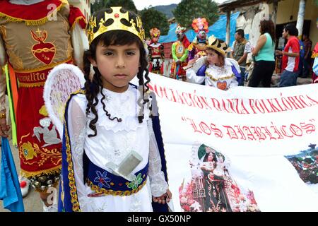 Teufel - Prozession - Fiestas De La Virgen del Carmen in HUANCABAMBA... Abteilung von Piura. Peru Stockfoto