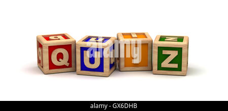 Quiz text Würfel Stockfoto