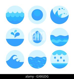 Reihe von abstrakten Flachwasser icons Stock Vektor