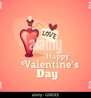 Cartoon Liebe Trank Symbol in Herzform mit Buchstabenetikett Stock Vektor