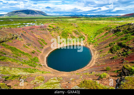 Kerid, vulkanische Krater-See in Grimsnes, Island Stockfoto