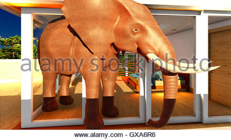 Elefant im Raum-Metapher für ein offensichtliches Problem oder Risiko