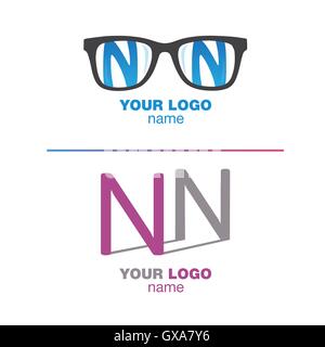 NN-Logo. Brief-Zeichen. Vektor-Illustration Buchstabe n Set. Buchstabe N Logo Symbol Vorlage Designelemente mit Brille. Doppel-n-l Stock Vektor