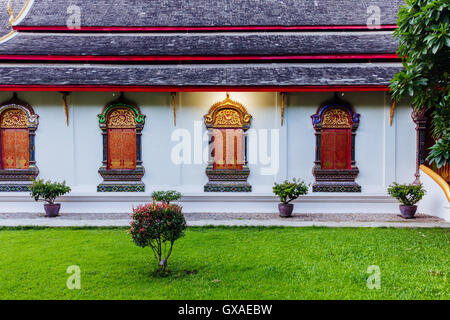 Rchitectural Details der Wat Chiang Man, der älteste Tempel in Chiang Mai, Thailand. Stockfoto