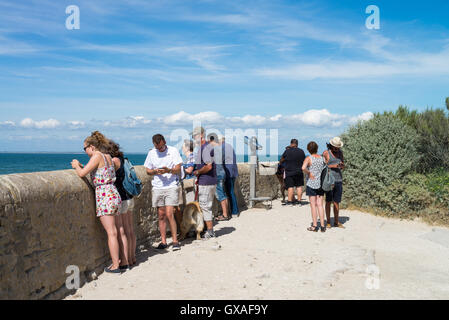 Strand in der Nähe von Phare des Baleines Leuchtturm, Ile de Ré, Frankreich, EU, Europa Stockfoto