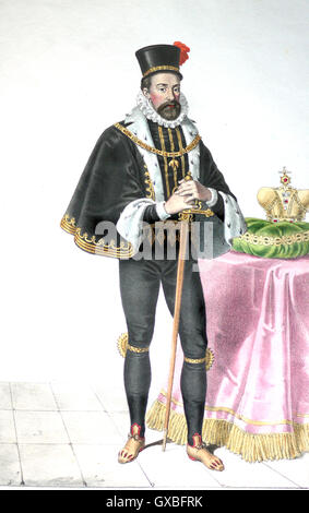 FERDINAND II., römisch-deutscher Kaiser (1578-1637) als König von Ungarn in einem Kupferstich von Anfang des 19. Jahrhunderts Stockfoto