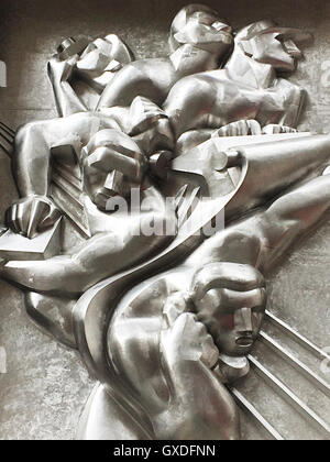 News, Edelstahl Flachrelief, Rockefeller Center, New York Stockfoto