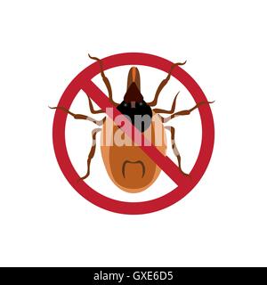 Parasit-Warnzeichen-Symbol. Milbe Spinne. Rote Milbe. Hausstaubmilben-Allergie. Epidemie. Milben-Parasiten. Stock Vektor