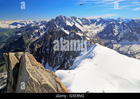 Französischen Alpen, Blick vom Aiguille du Midi, Europa Stockfoto