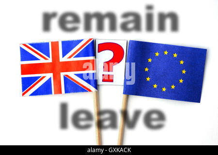 Fahne von EU Und GroÃŸbritannien Mit Fragezeichen, Symbolfoto Brexit Stockfoto