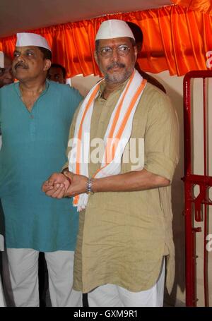 Bollywood-Schauspieler Nana Patekar während der Ganesh Chaturthi feiern in Mumbai, Indien am 5. September 2016 Stockfoto