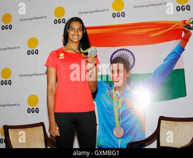 P. V. Sindhu , indischer Badmintonspieler und Silbermedaillengewinner der Olympischen Spiele in Rio während der Veranstaltung organisierte OGQ Mumbai Indien Stockfoto