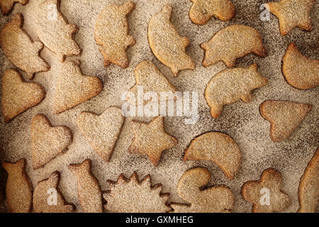 Hausgemachte Plätzchen mit Puderzucker Stockfoto
