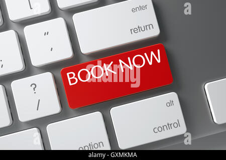 Tastatur mit roten Knopf - jetzt buchen. 3D. Stockfoto