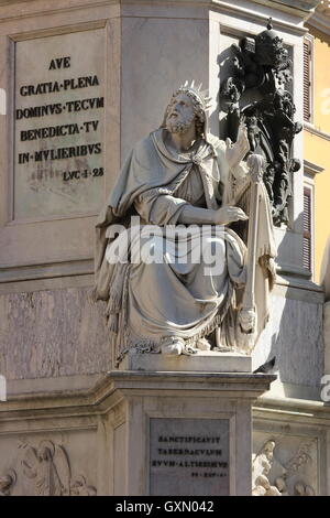 Die Statue von König David, Colonna dell'Immacolata Concezione Roma, Rom, Italien, Detail Stockfoto