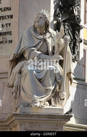 Die Statue von König David, Colonna dell'Immacolata Concezione Roma, Rom, Italien, Detail Stockfoto