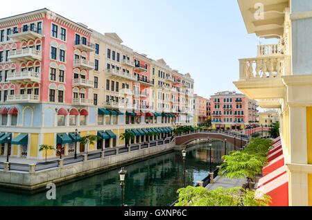 Qanat Quartier, einem Venedig-ähnliche Wohnviertel in Doha, Katar Stockfoto