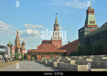 Kreml und dem Lenin Mausoleum. Roten Platz in Moskau an einem sonnigen Sommertag. Stockfoto